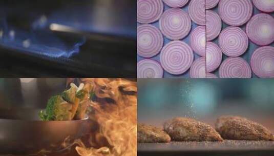 点火 美食烹饪 牛排 h汉堡 厨师 颠勺高清在线视频素材下载