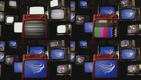 南美洲国家联盟（UNASUR）旗帜和复古电视。高清在线视频素材下载