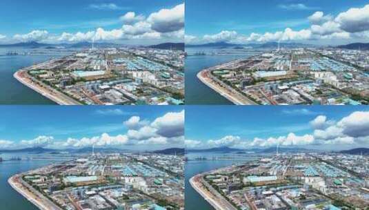 航拍广东惠州工业石油化工基地海景高清在线视频素材下载