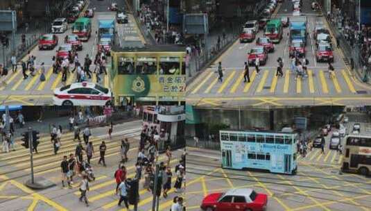 香港街头车流人流高清在线视频素材下载