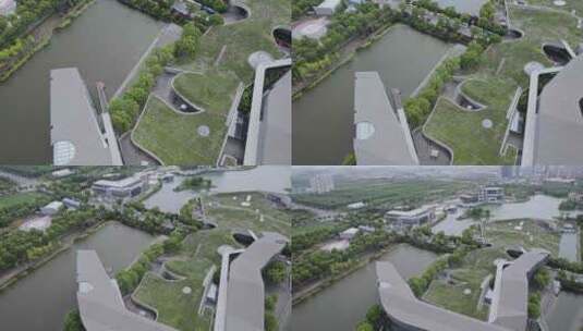 上海松江巨人网络生活区建筑特写高清在线视频素材下载