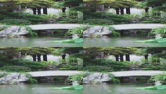 中式园林中小石拱桥高清在线视频素材下载
