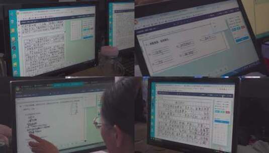 远程网络阅卷高清在线视频素材下载