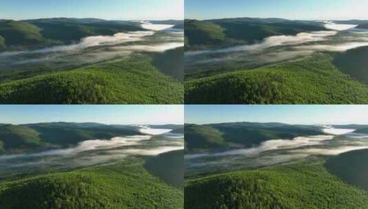 航拍绿色山林云雾高清在线视频素材下载