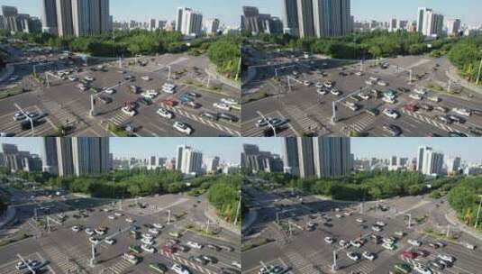城市大道交通车辆行驶航拍高清在线视频素材下载