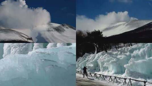 冰川冰柱瀑布冰雪融化冬季雪景高清在线视频素材下载