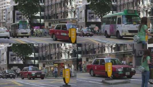 香港红色出租车街景高清在线视频素材下载