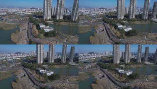 南京江宁市民公园广场航拍高清在线视频素材下载