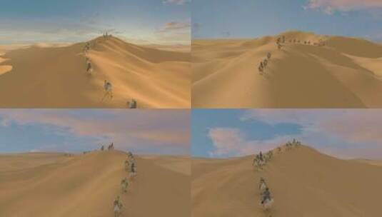 沙漠骆驼丝绸之路高清在线视频素材下载