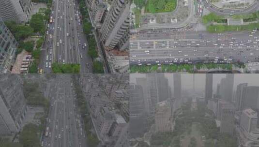 航拍广州城市道路车流高清在线视频素材下载