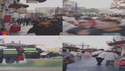 4k25帧杭州河坊街人流竖屏高清在线视频素材下载