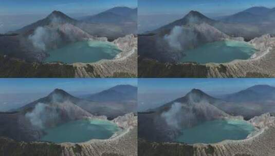 HDR印尼爪哇岛伊真火山湖泊航拍自然风光高清在线视频素材下载