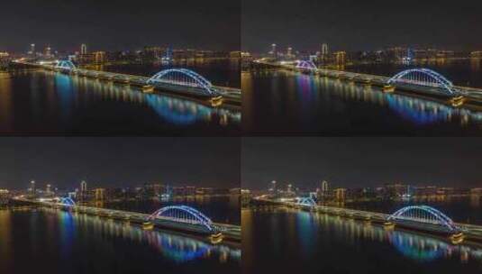杭州_复兴大桥夜景航拍延时高清在线视频素材下载