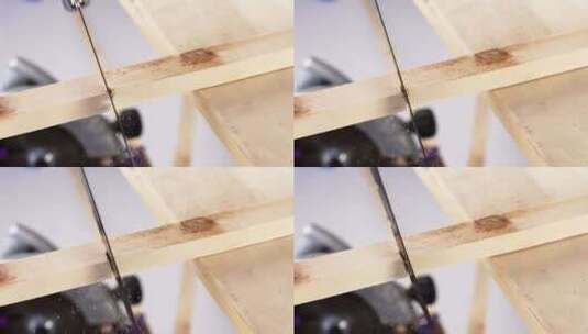 手工艺人手锯木板高清在线视频素材下载