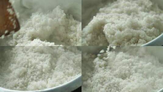 白米饭出锅搅拌  高清素材高清在线视频素材下载