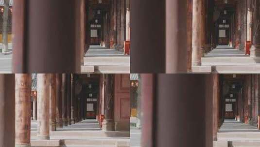寺庙中的走廊高清在线视频素材下载