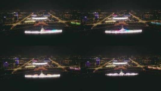 西安奥体中心夜景高清在线视频素材下载