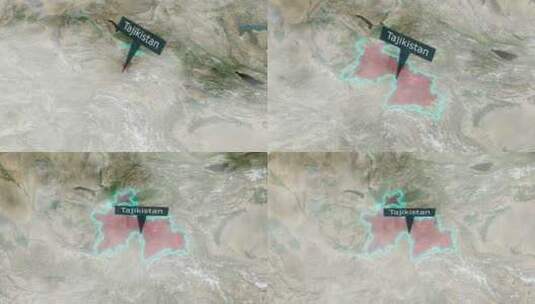 塔吉克斯坦地图-云效应高清在线视频素材下载