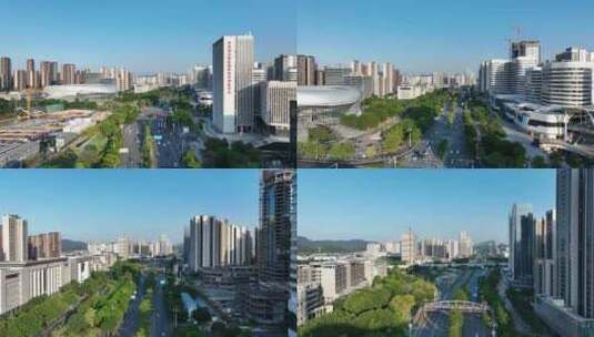 广州黄埔区城市建筑风光航拍道路交通车流高清在线视频素材下载