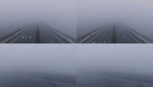 浓雾天气高速公路车辆行驶高清在线视频素材下载