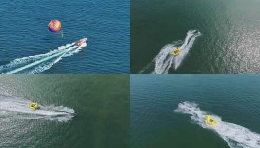 海洋海上游玩娱乐游船热气球高清在线视频素材下载