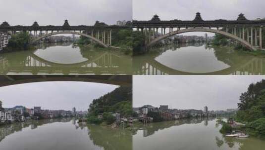 三江风雨桥航拍高清在线视频素材下载