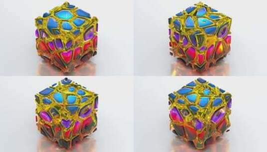 彩色抽象3D Cube 32高清在线视频素材下载