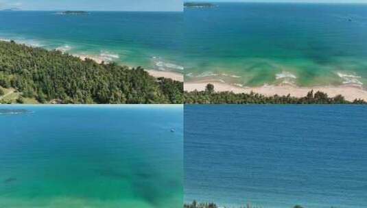 航拍海边美景绿树沙滩碧海蓝天岛屿海岛高清在线视频素材下载