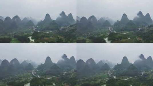 桂林山水 烟雨漓江高清在线视频素材下载