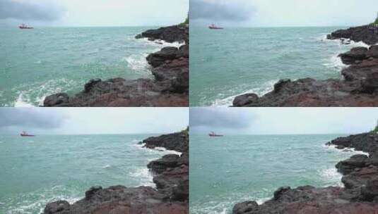 广西北海涠洲岛大海南岸鳄鱼山火山口旅游高清在线视频素材下载