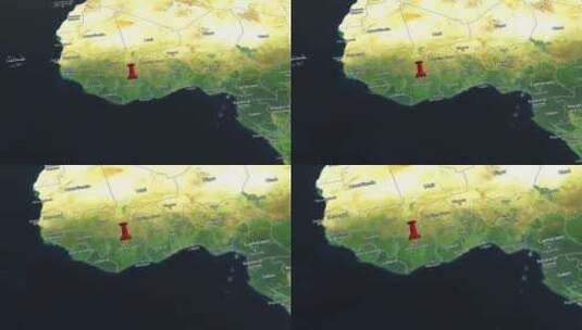 科特迪瓦地图Pin Travel位置高清在线视频素材下载
