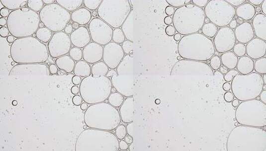 透明化妆品凝胶液与分子气泡油分布在白色背高清在线视频素材下载