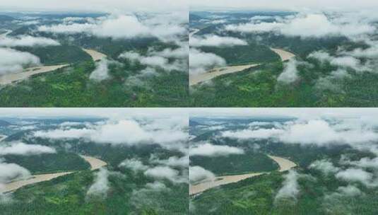 航拍祖国大好河山贵州山川森林河流自然风光高清在线视频素材下载