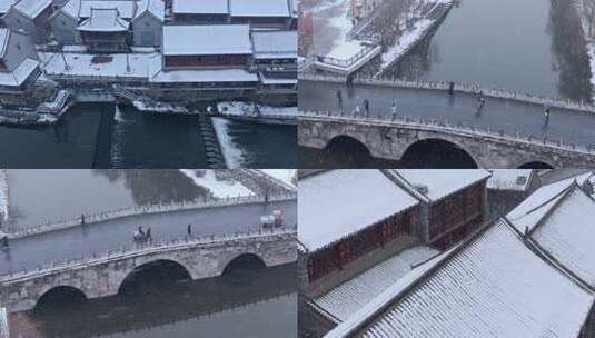 洛阳铜驼暮雨雪景合集高清在线视频素材下载