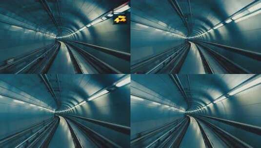 地铁隧道内轨道穿梭画面高清在线视频素材下载