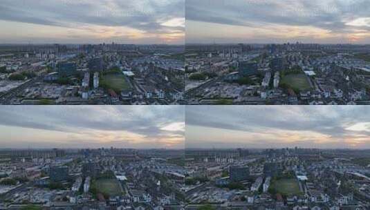 4K航拍江苏昆山城市夕阳风光高清在线视频素材下载