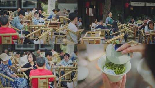 成都茶馆陈锦茶铺-人文烟火气高清在线视频素材下载