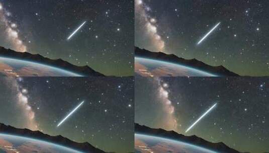 地球夜空流星划过景象高清在线视频素材下载