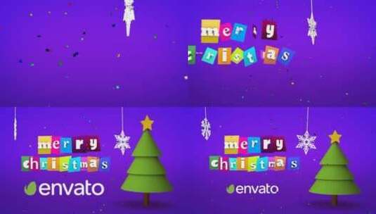 圣诞清新动感彩色明亮粒子标题展示AE模板高清AE视频素材下载