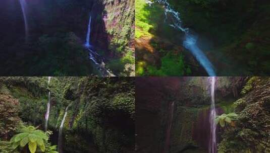 FPV穿越机无人机航拍森林瀑布河流山脉高清在线视频素材下载