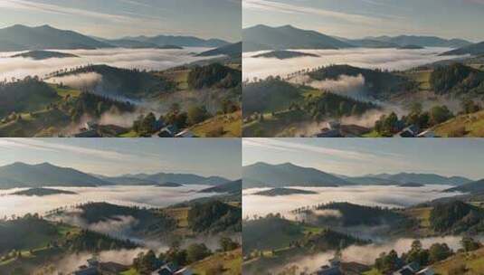山间云雾缭绕的自然风光高清在线视频素材下载