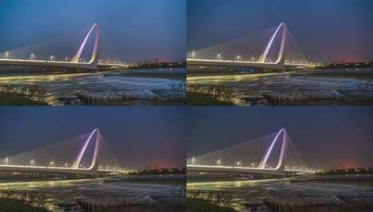 北京永定河首钢大桥河畔夜景流水素材高清在线视频素材下载