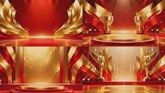 红金颁奖舞台背景 大气荣耀领奖台视频高清在线视频素材下载