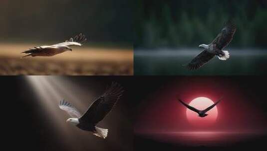 雄鹰展翅翱翔天际雄姿英发气势磅礴高清在线视频素材下载