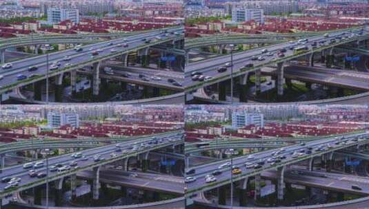 上海城市高架车流4k延时高清在线视频素材下载
