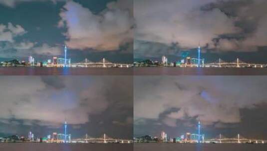 澳门_澳门塔_西湾大桥_夜景_流云4K高清在线视频素材下载