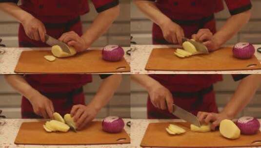 厨师切土豆 (3)高清在线视频素材下载
