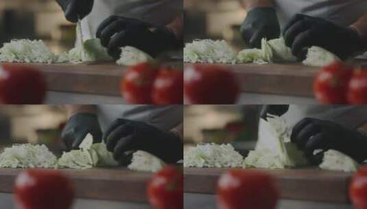厨师在切卷心菜 高清在线视频素材下载