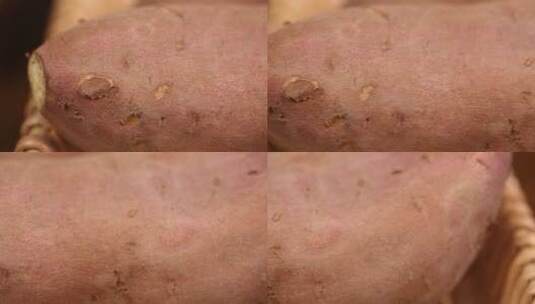 地瓜红薯白薯上的黑斑疤痕高清在线视频素材下载