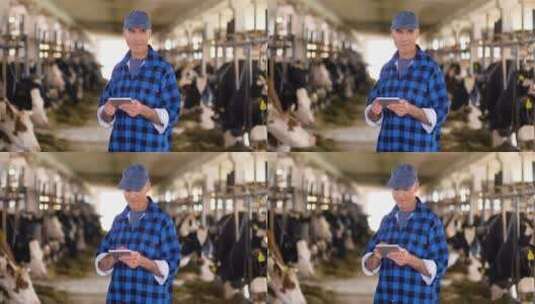 农场饲养员的特写镜头高清在线视频素材下载